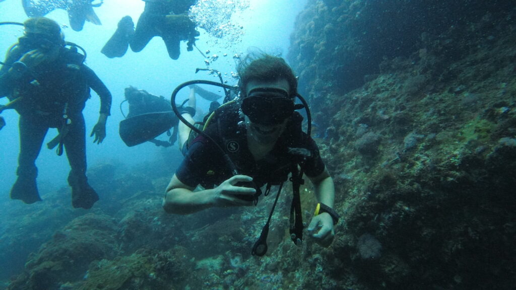 SCUBA divers underwater