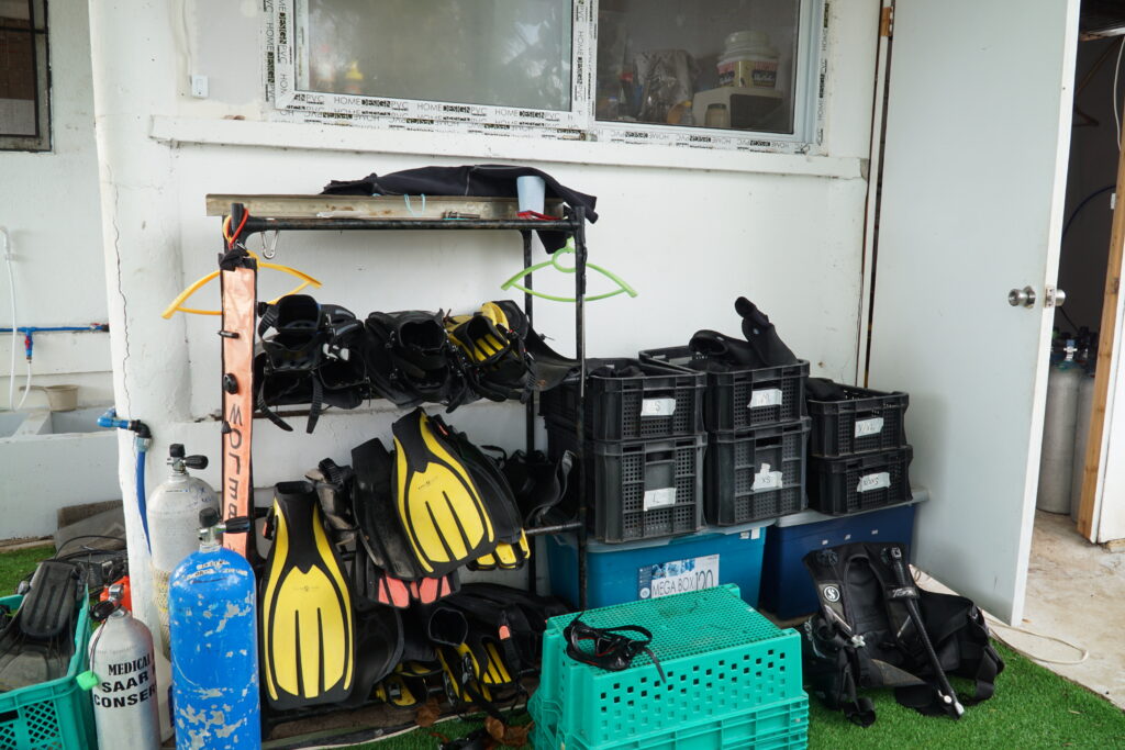 SCUBA diving equipments.