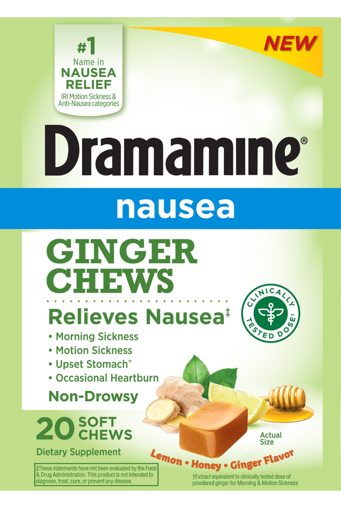 a green box of Dramamine.