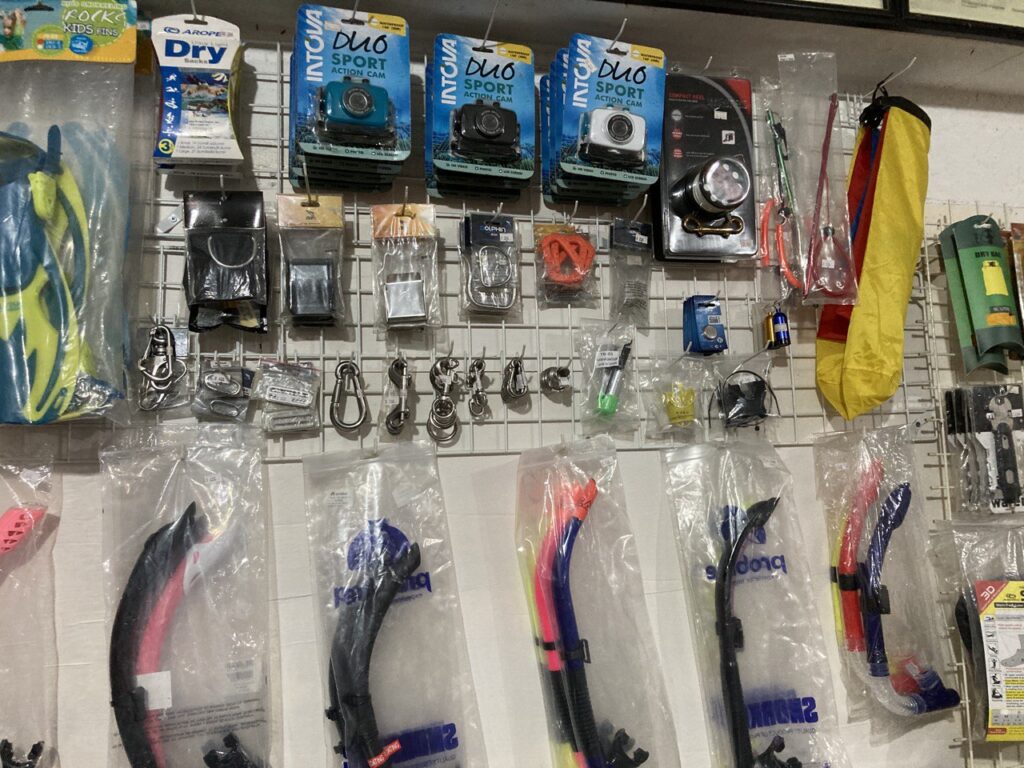 gears hanging for scuba diving.