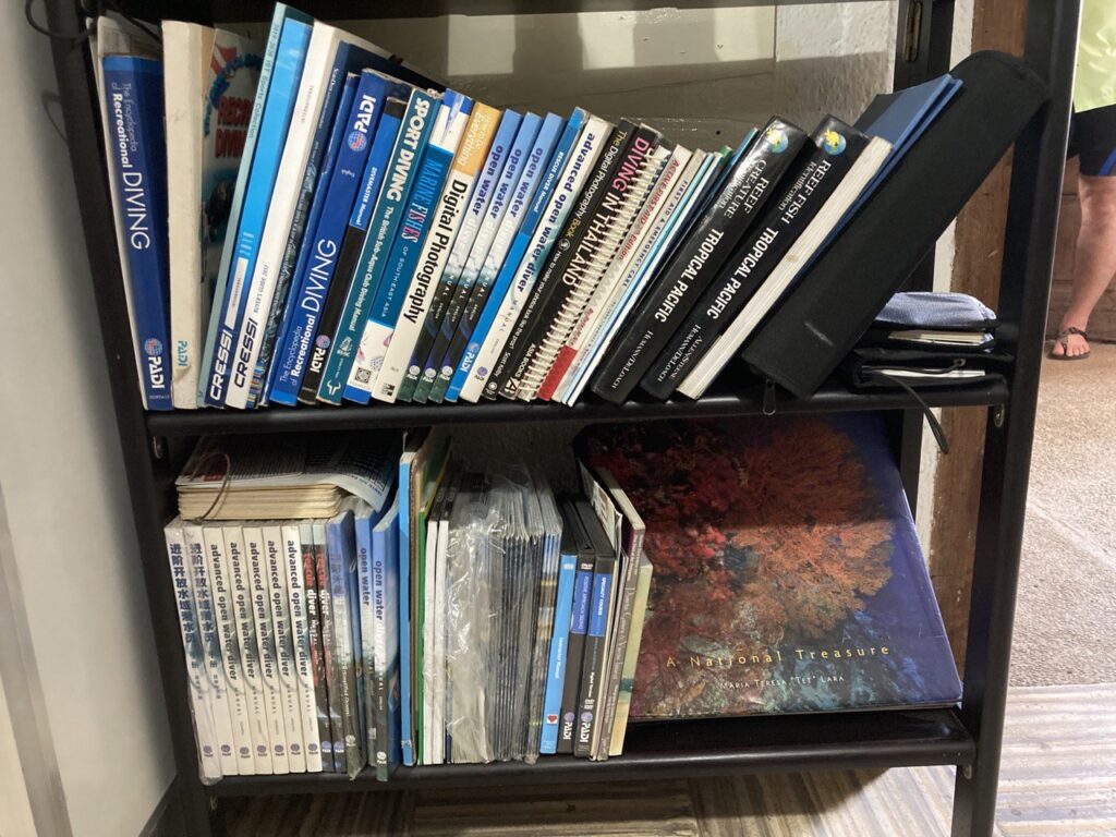 A shelve full of books.