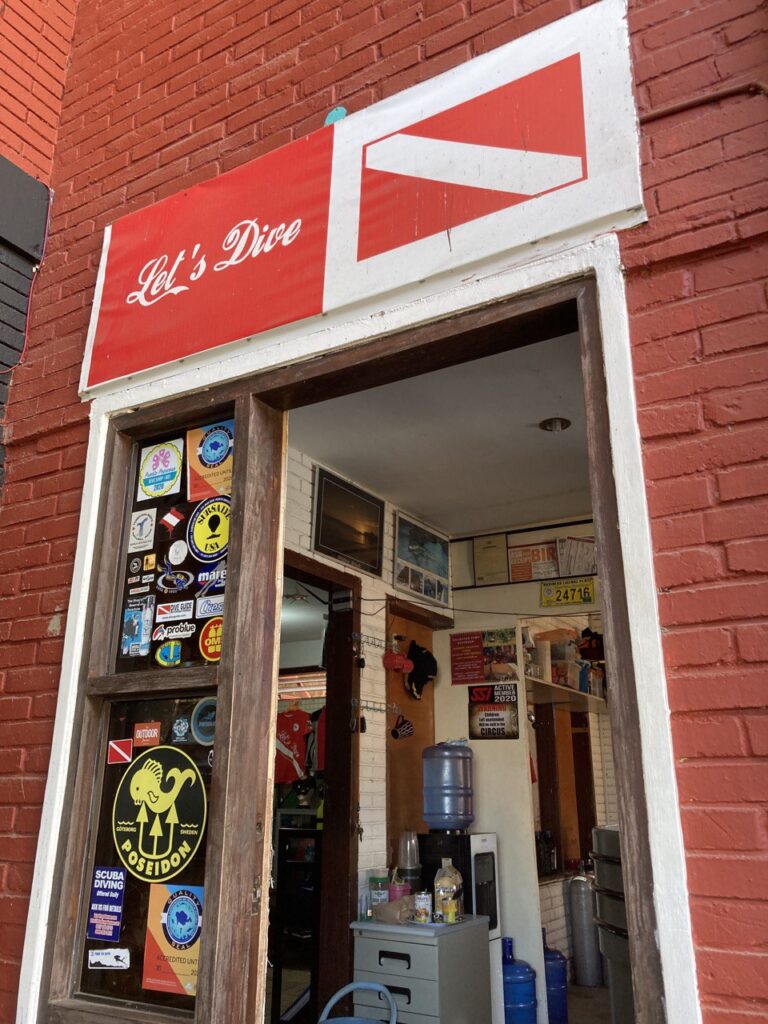 the front of lets dive dive shop