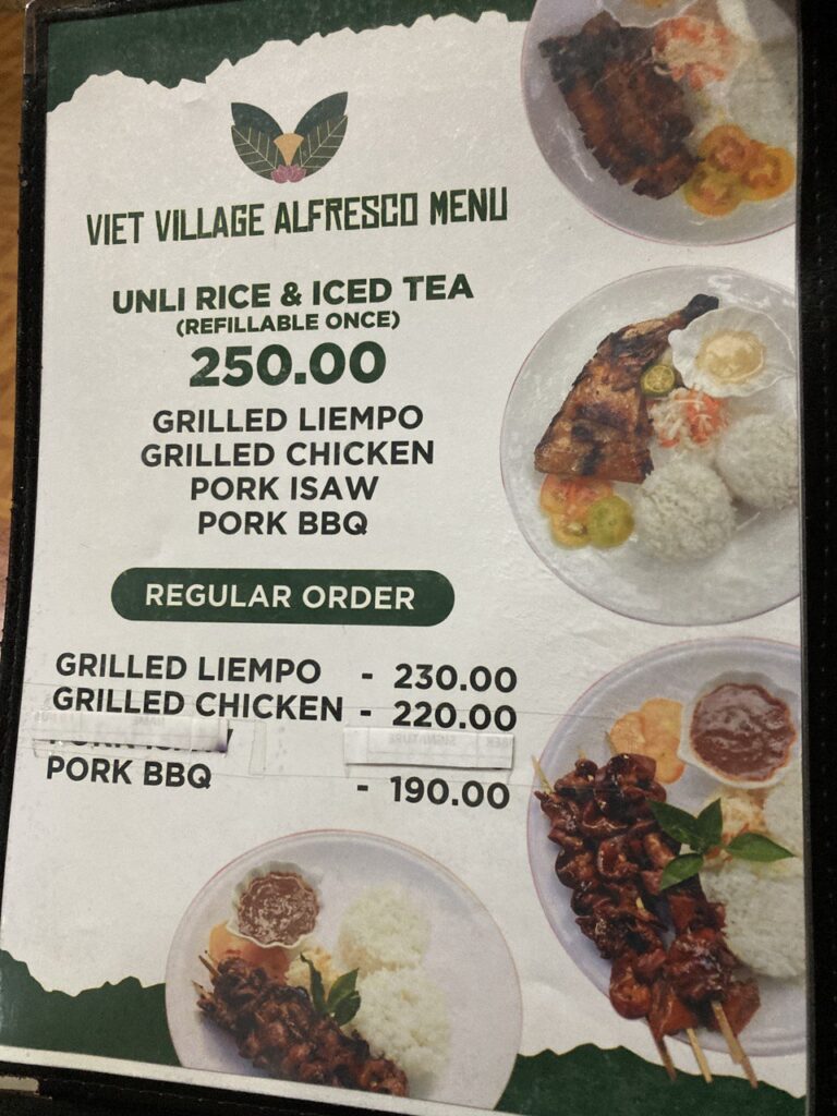 viet ville restaurant menu