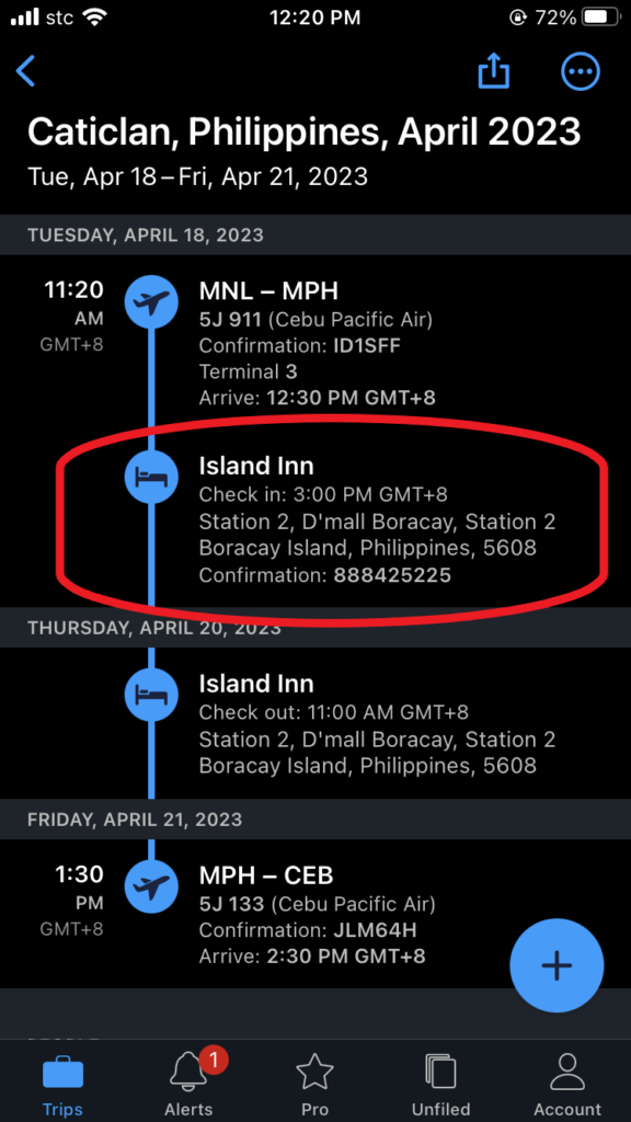 TripIt intuitively puts it in the itinerary you have set. 