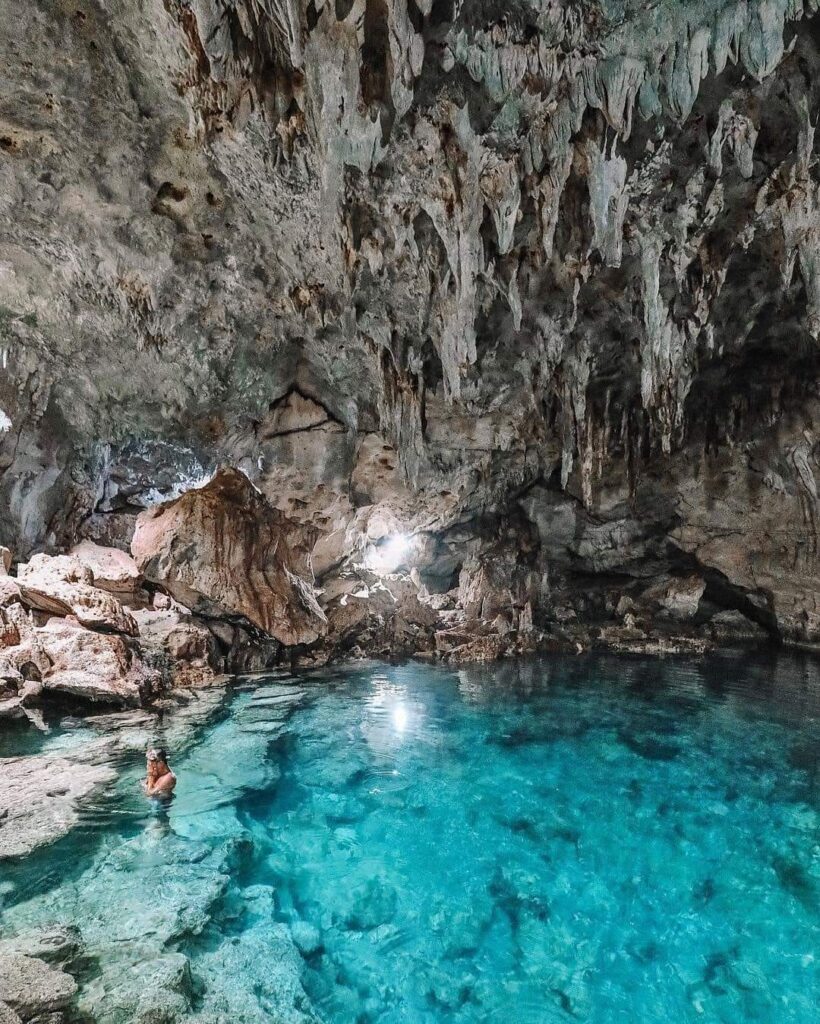 blue waters inside a cave