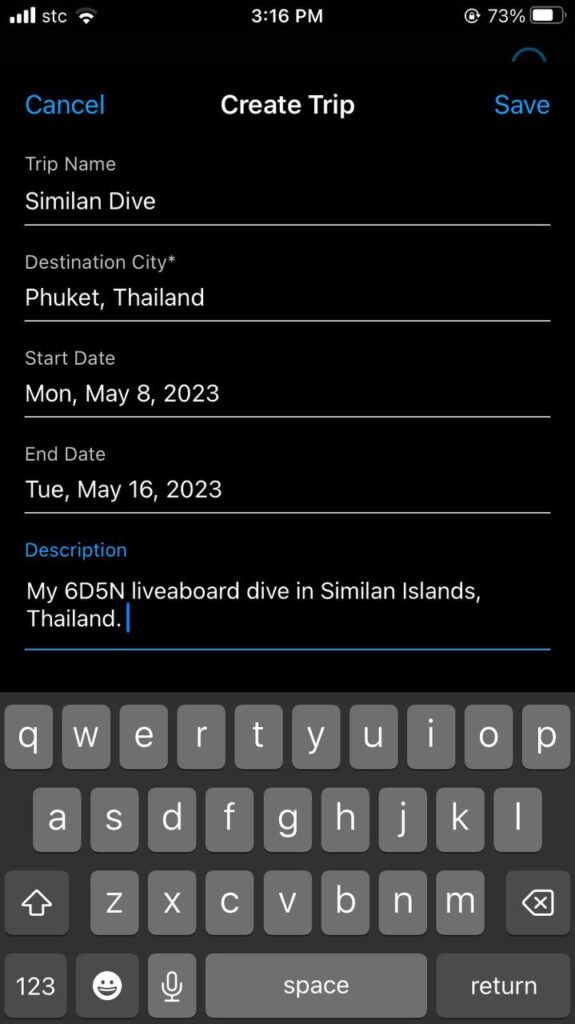 Add details of your trip here.