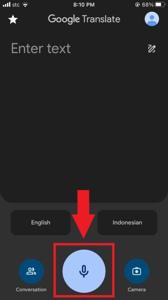 Press the big sky blue button with a mic icon on it. 