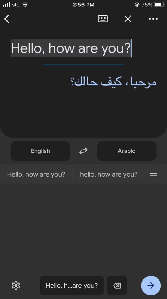 Google Translate will decipher the phrase that you write and will translate it on the language you set. 