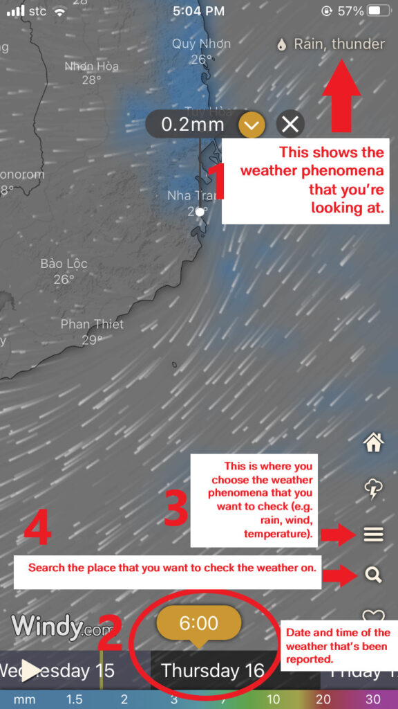 windy app screen display 