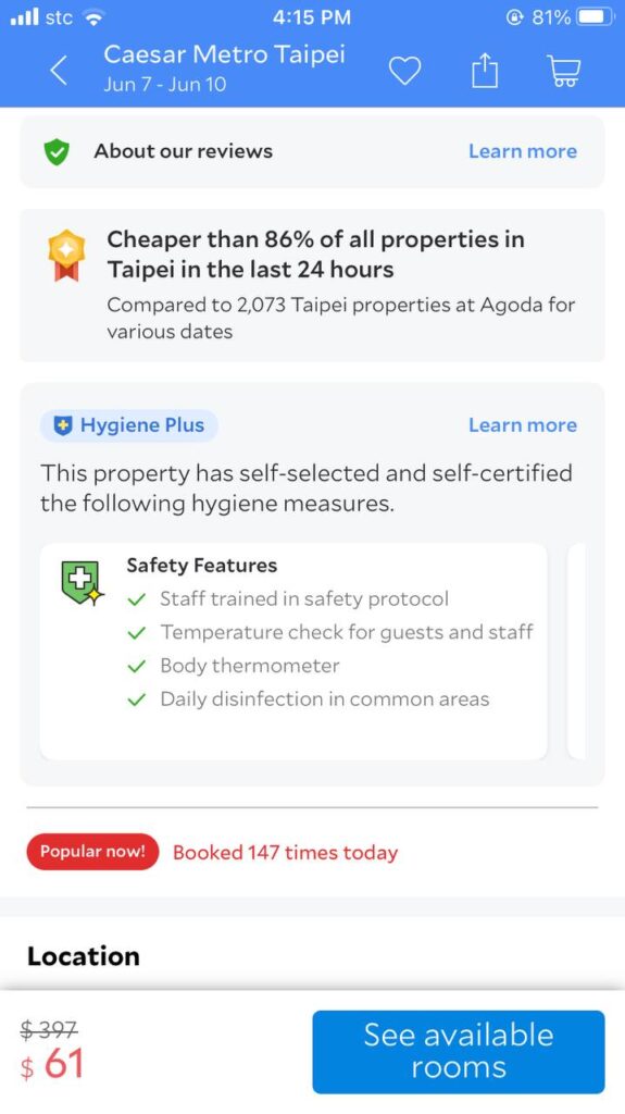 thorough details of the room that you're eyeing to book.