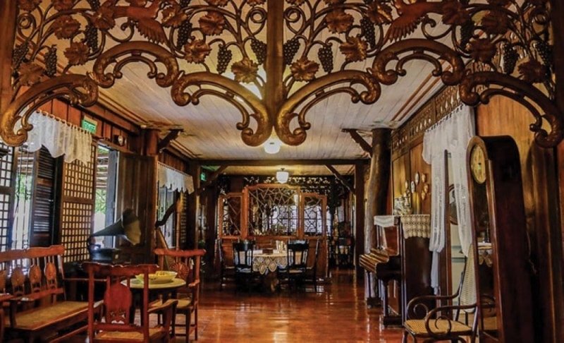 Inside the casa gorordo. A century old, Spanish inspired design, living room.