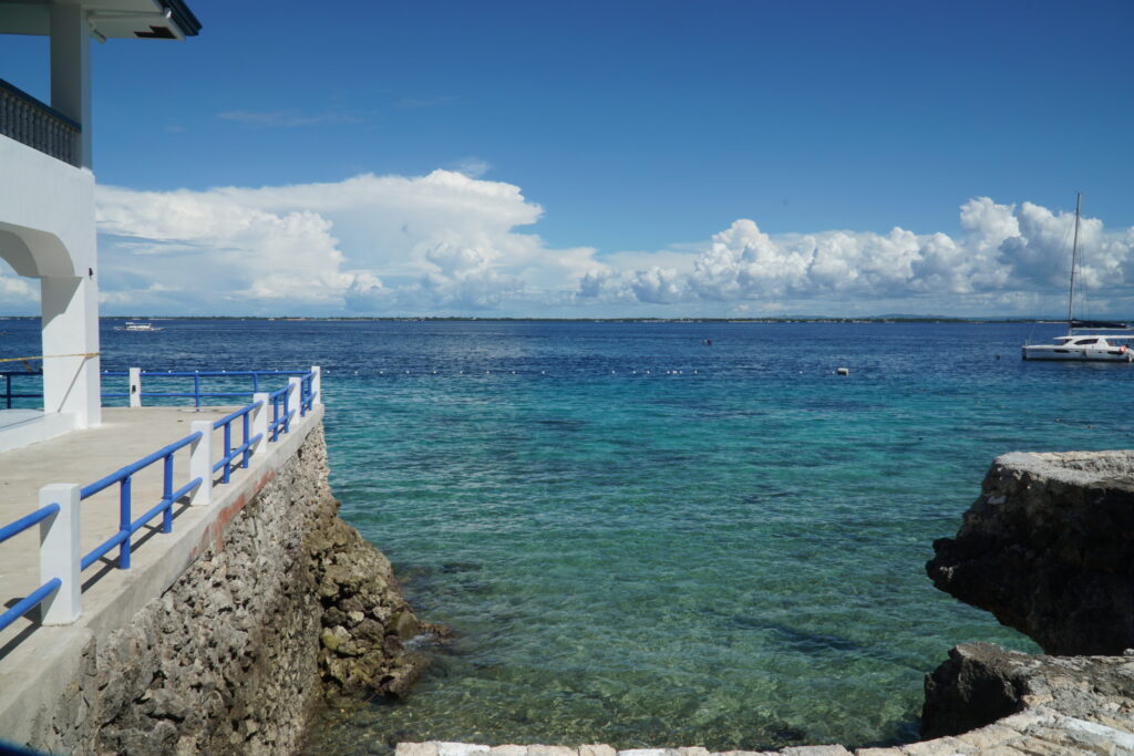 Blue-green sea taken from the beach. 
